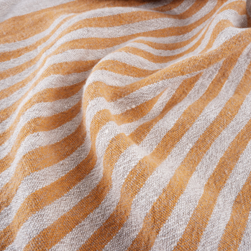 Natur - yellow stripes - sack weave - linen fabric - Provence - 046A
