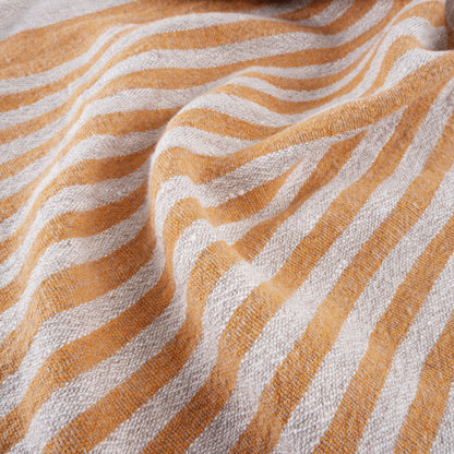 Natur - yellow stripes - sack weave - linen fabric - Provence - 046A