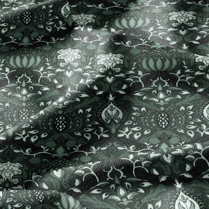 100% LINEN Fabric William Morris Granada green - British linen floral upholstery home textile Victorian fabrics dark blue 3243