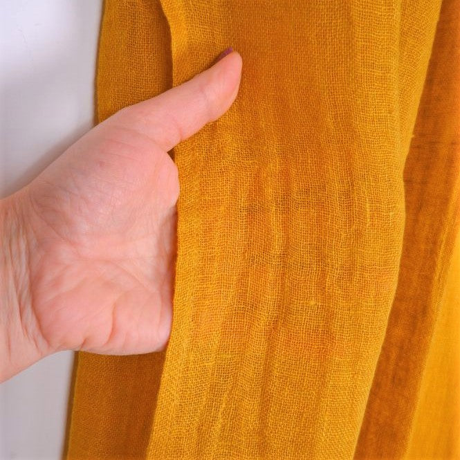 Sheer Linen curtains - with rod pocket - Mustard