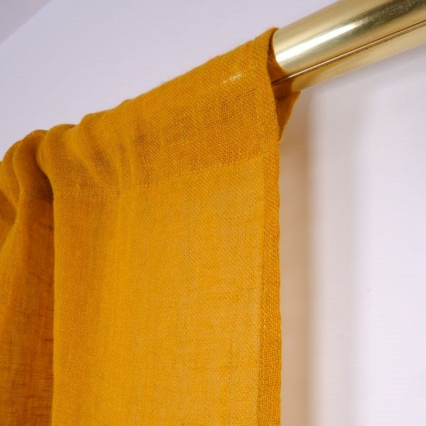 Sheer Linen curtains - with rod pocket - Mustard