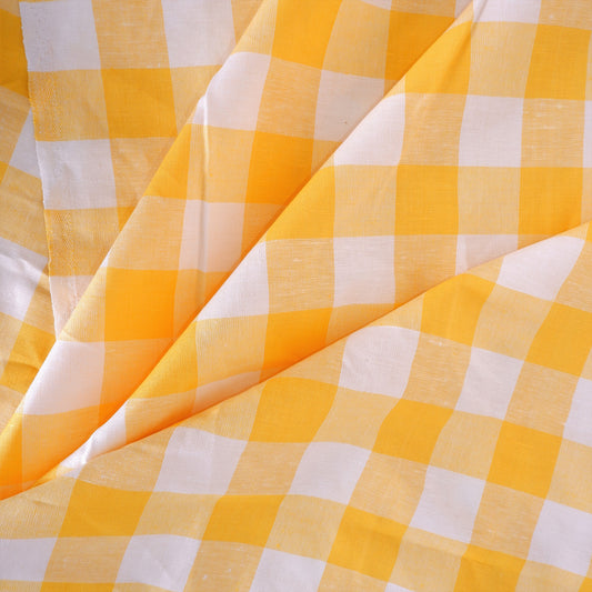 Classic - white yellow check - linen fabric - 242CL