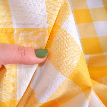 Classic - white yellow check - linen fabric - 242CL