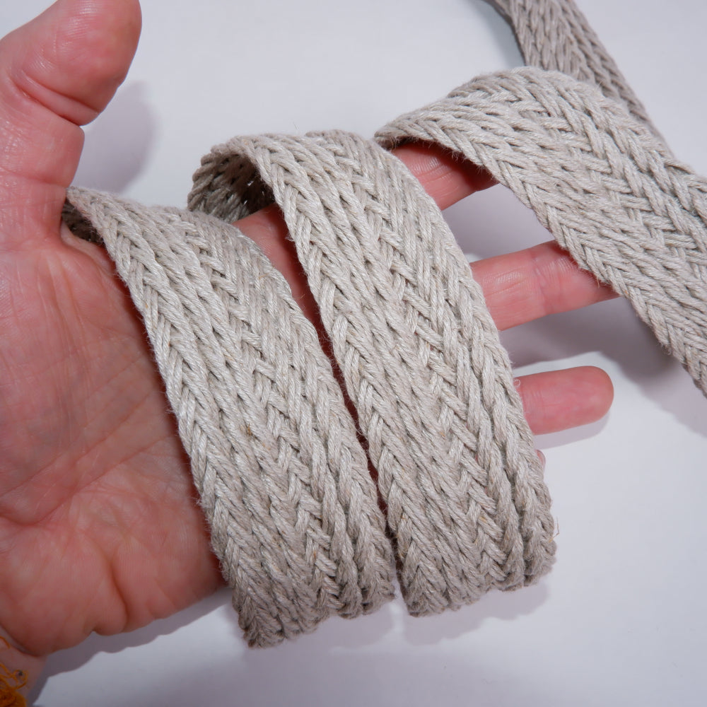 Lenian Rope Braided flat linen rope - natur 35mm - 1935G – LITHUANIAN LINEN