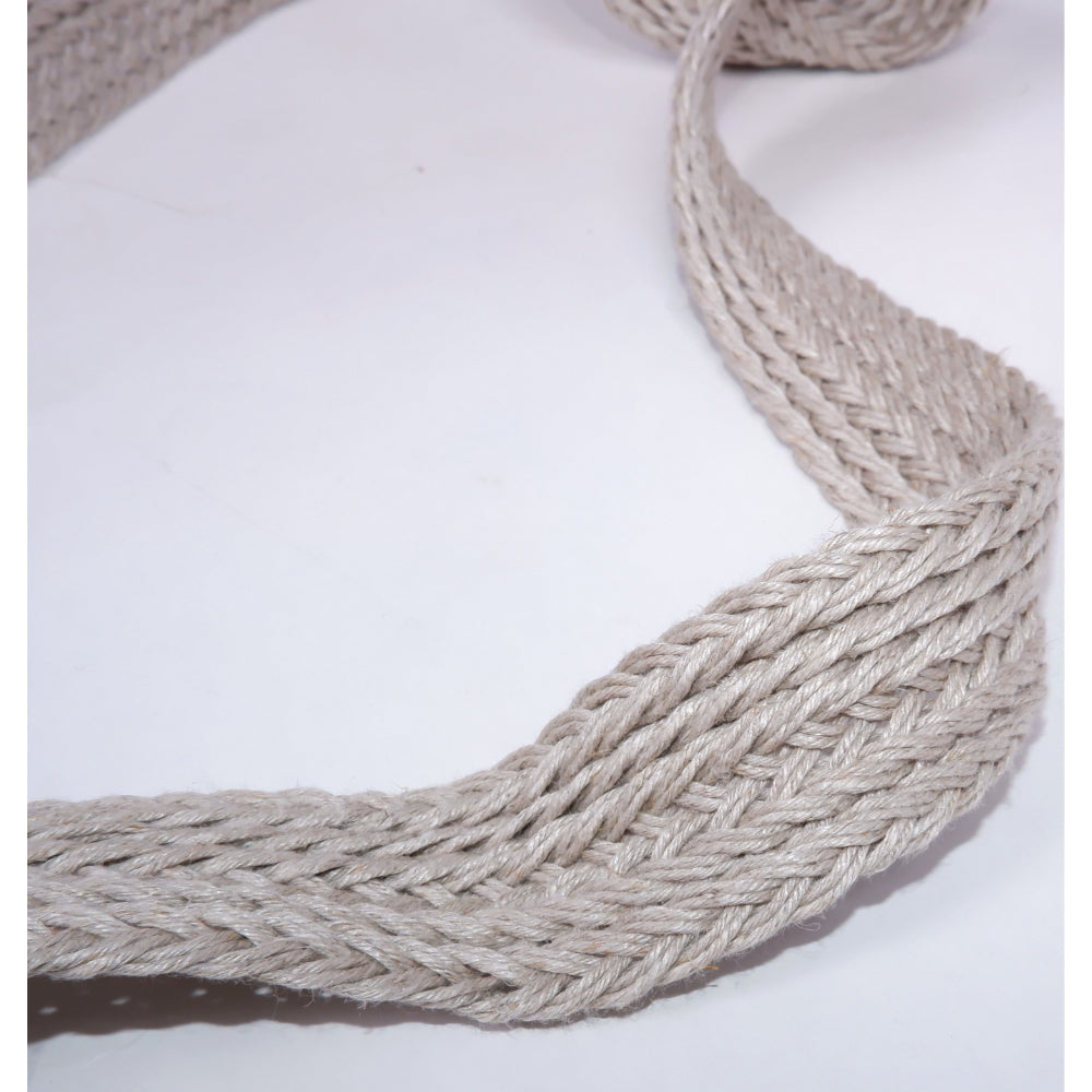 Braided flat linen rope - natur 35mm - 1935G