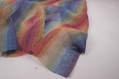 Sheer linen fabric -  rainbow stripes - 886SH