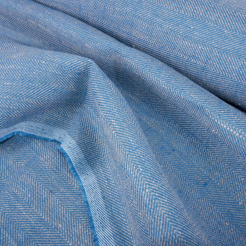 Herringbone - Blue and Grey - Heavy linen fabric - T007H