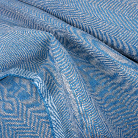 Herringbone - Blue and Grey - Heavy linen fabric - T007H