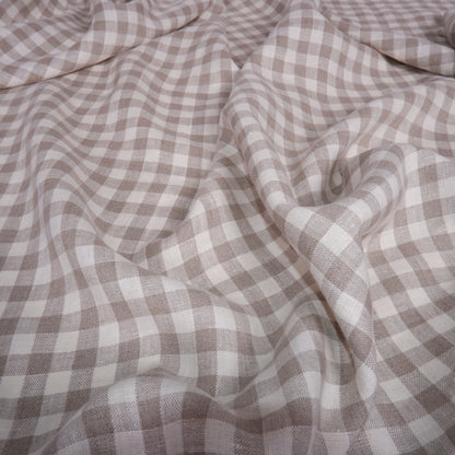 Classic check- white natur - linen fabric - T015M