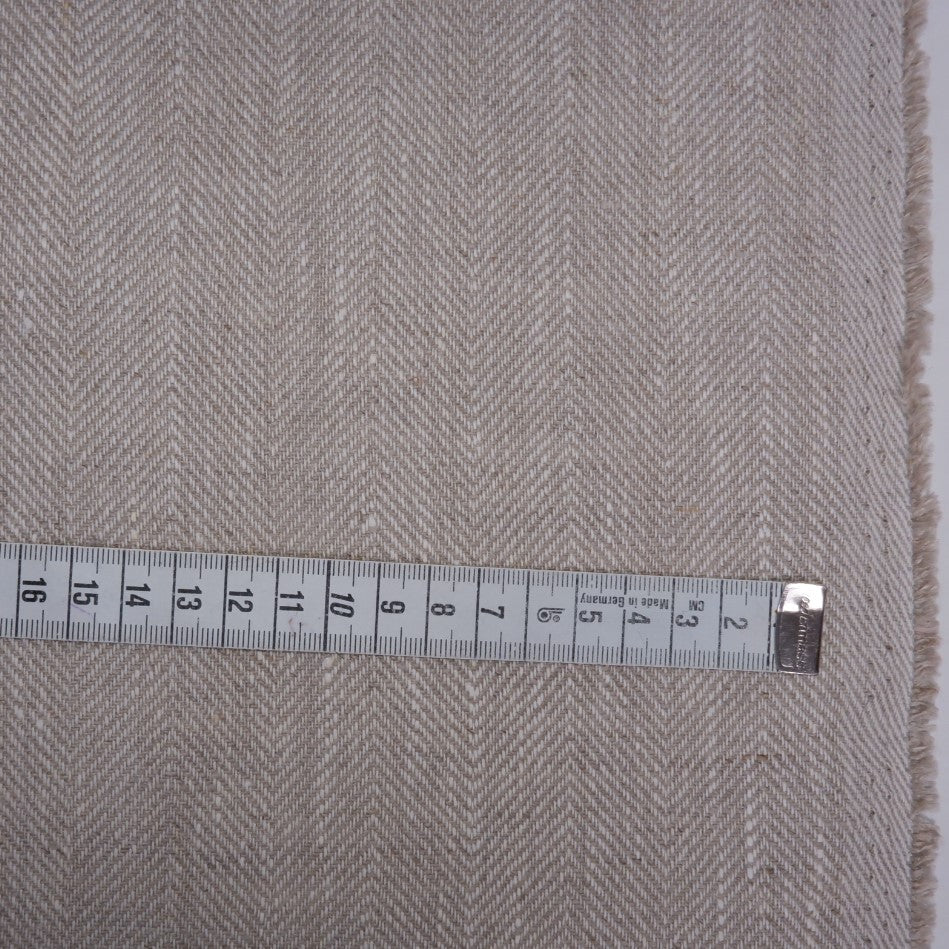 Herringbone - Natur oatmeal - Heavy linen fabric - T005H