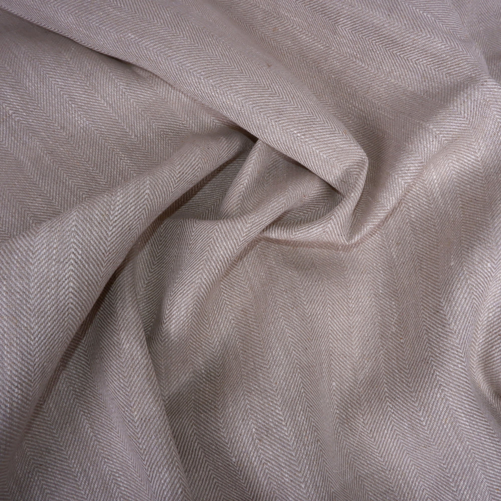 Herringbone - Natur oatmeal - Heavy linen fabric - T005H