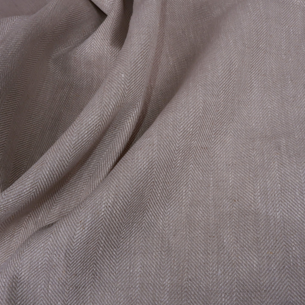 Herringbone - Natur oatmeal - Heavy linen fabric - T005H