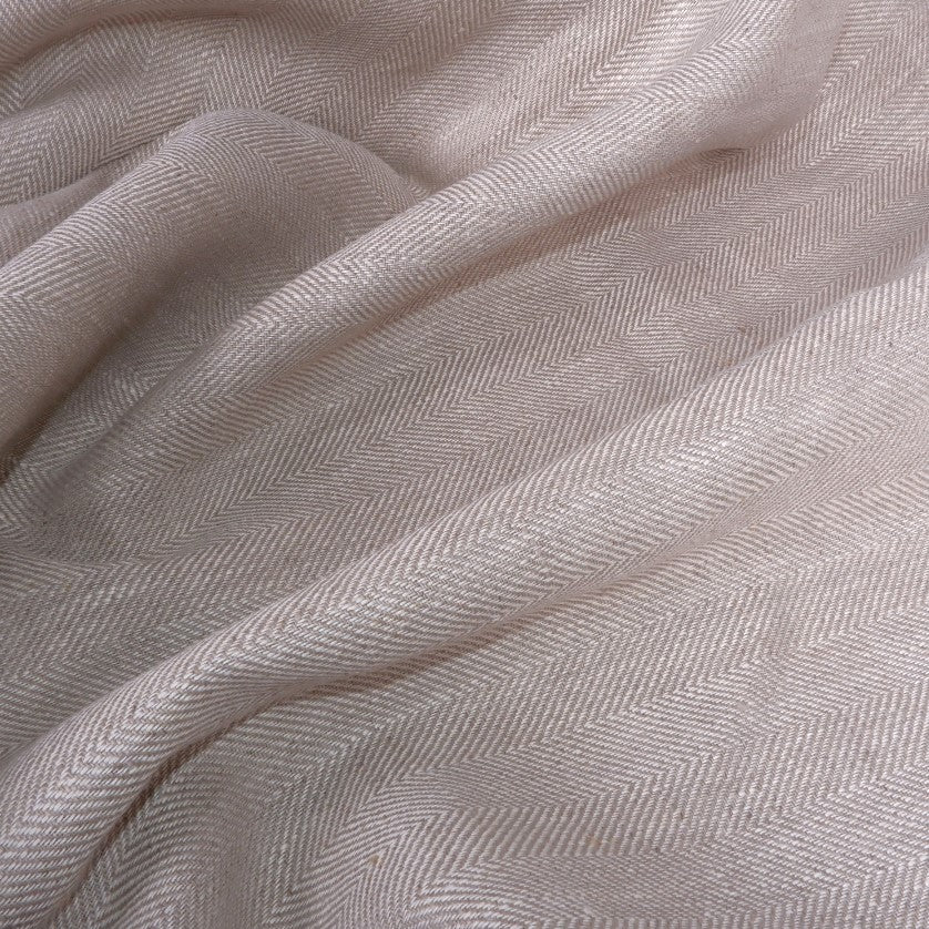 Herringbone - Natur oatmeal - Heavy linen fabric - T005H