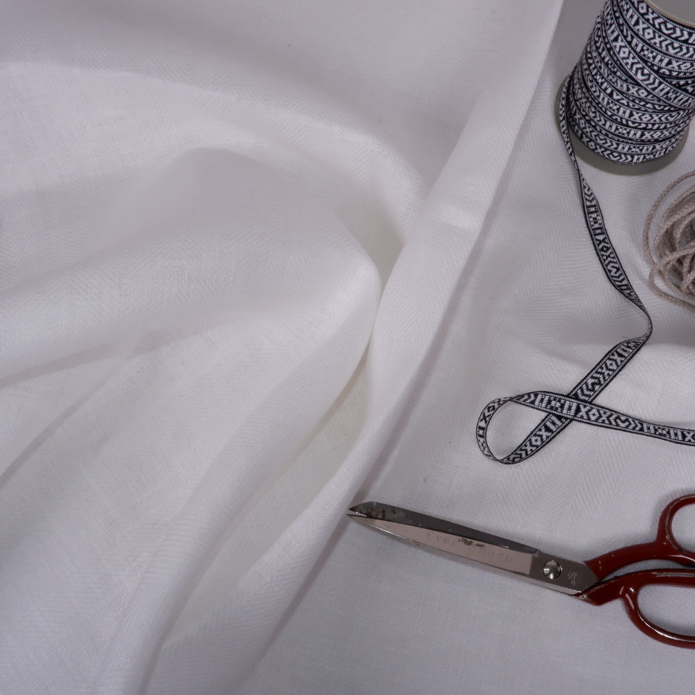 Herringbone - offwhite - Heavy linen fabric - T006H