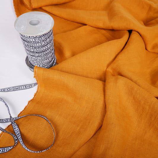 Mustard - Heavy linen fabric - Prewashed - T009H