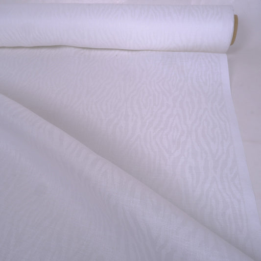 White - jacquard linen fabric - T001H