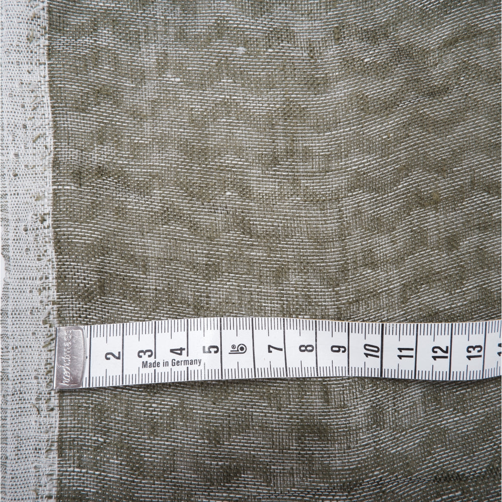 Green and white - double sided linen fabric - T002H