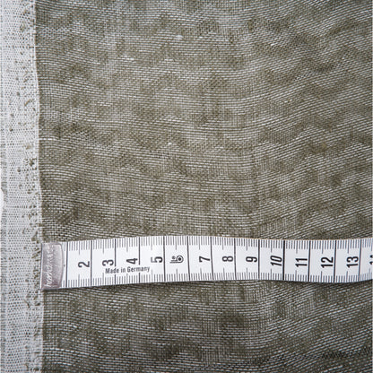 Green and white - double sided linen fabric - T002H