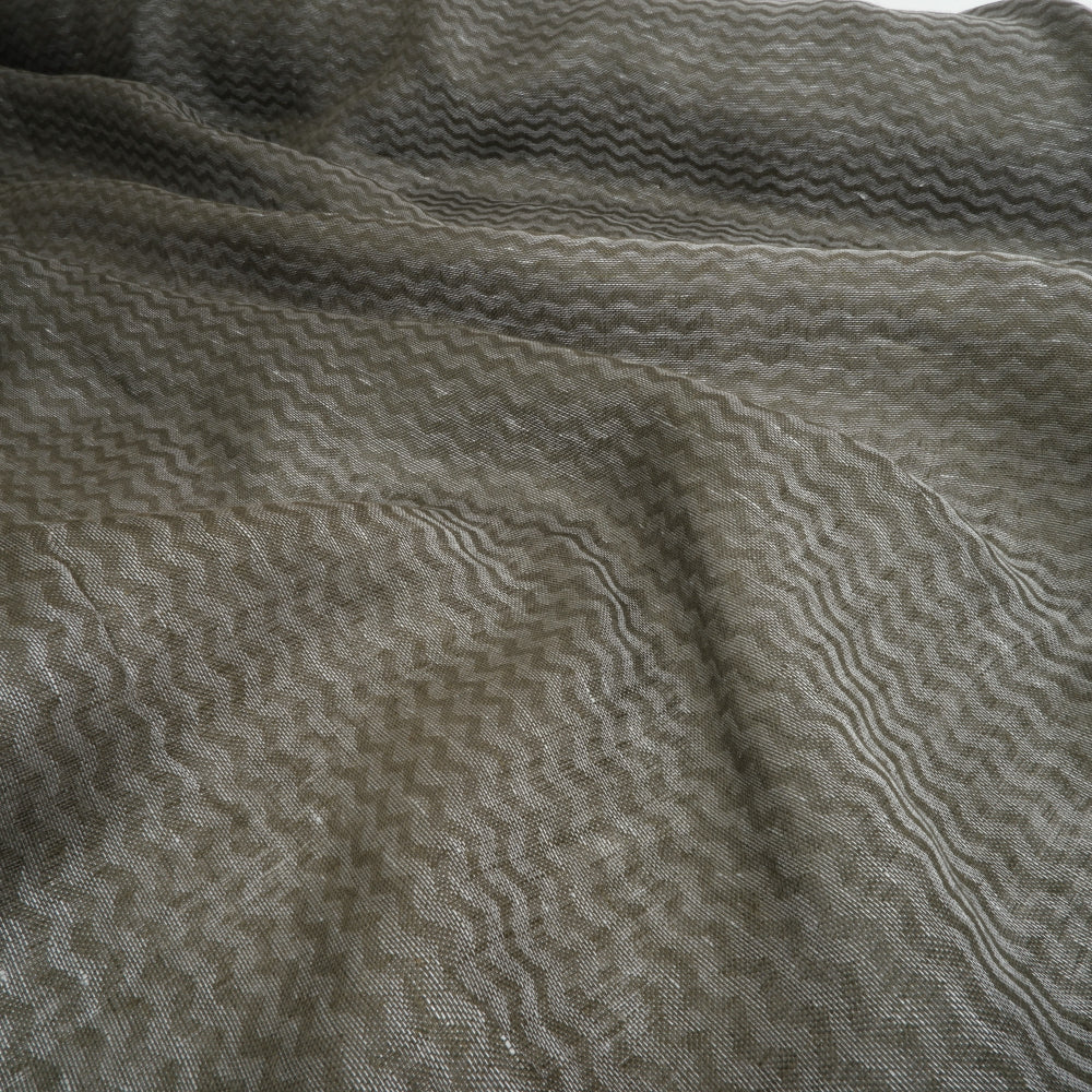 Green and white - double sided linen fabric - T002H