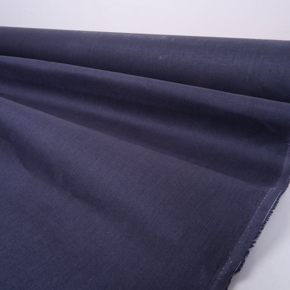 Navy blue - Coated - heavy linen fabric - T004H