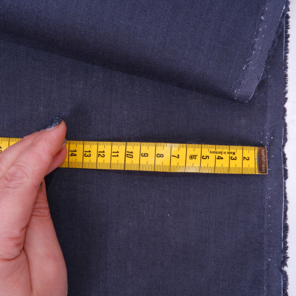 Navy blue - Coated - heavy linen fabric - T004H