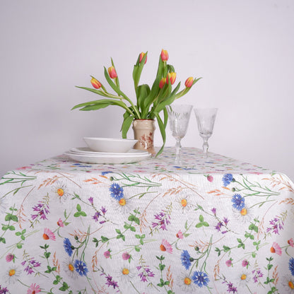 Summer flowers - linen tablecloth