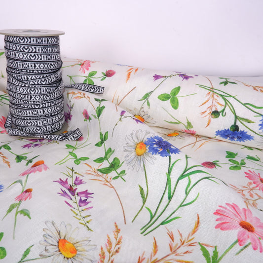 Wildflowers - digital printed linen fabric - T014M