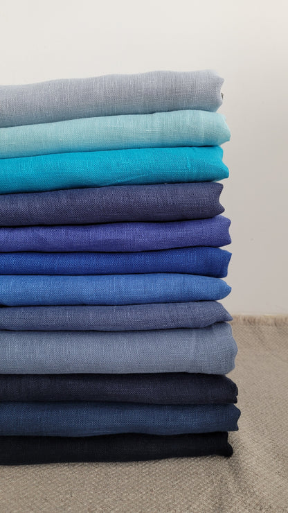 Shades of blue - Sheer linen fabric