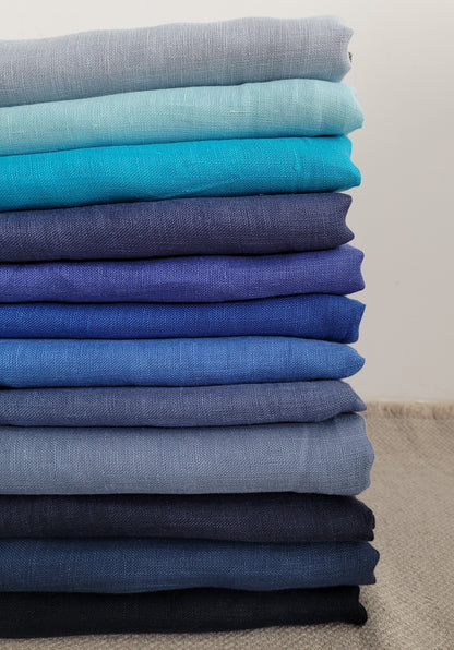 Shades of blue - Sheer linen fabric