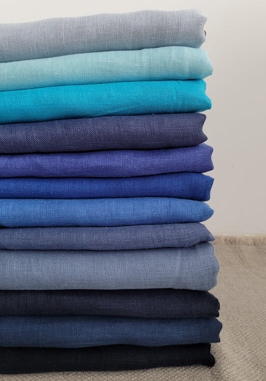 Shades of blue - Sheer linen fabric