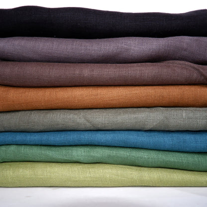 Shades of brown and green - Sheer linen fabric