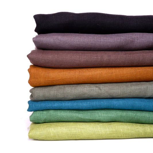 Shades of brown and green - Sheer linen fabric
