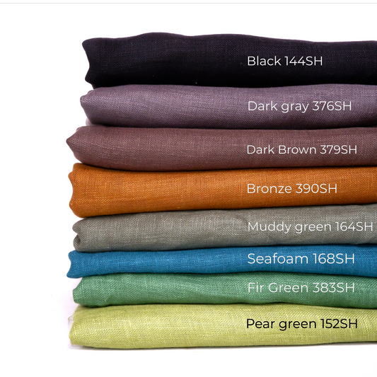 Shades of brown and green - Sheer linen fabric