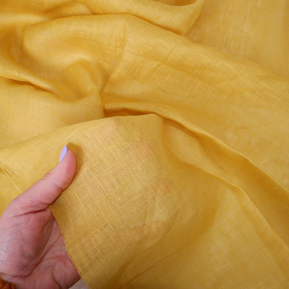 Sheer gauze - linen fabric - Chaki yellow - 9960P
