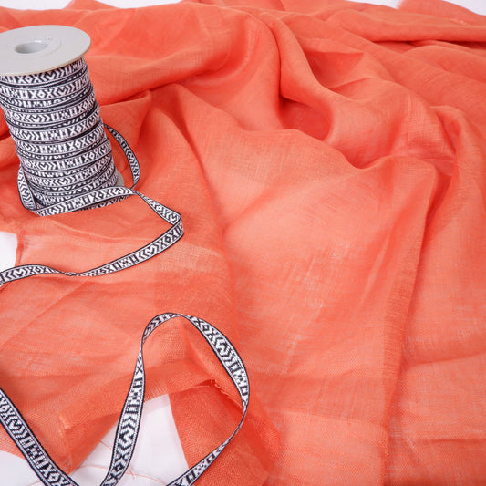Sheer linen fabric - Fire Orange - 334SH