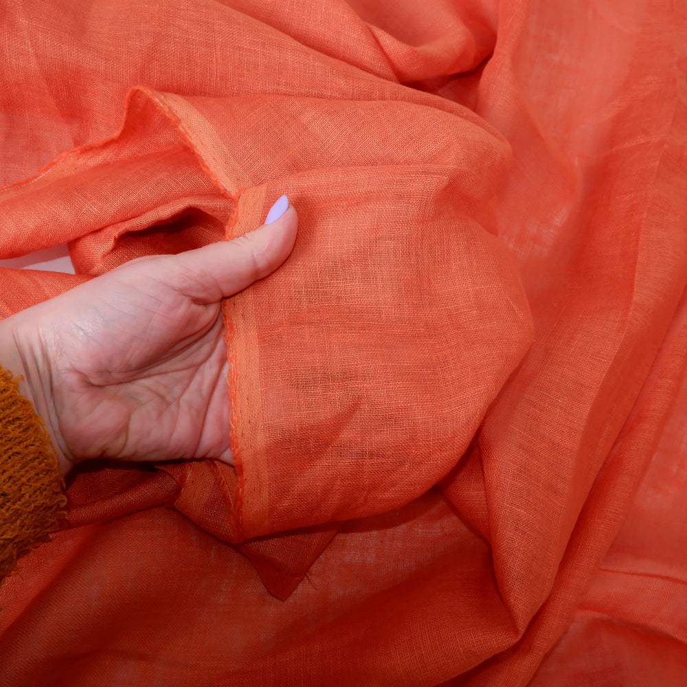 Sheer linen fabric - Fire Orange - 334SH