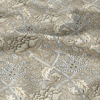 William Morris Windrush beige print on 100% LINEN - Victorian Art crafts linen Fabric - botanical Historical upholstery home textile