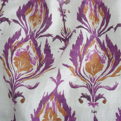 100% LINEN Fabric Abstract Wabi Sabi , purple ikat print on linen japandi wabisabi linen print