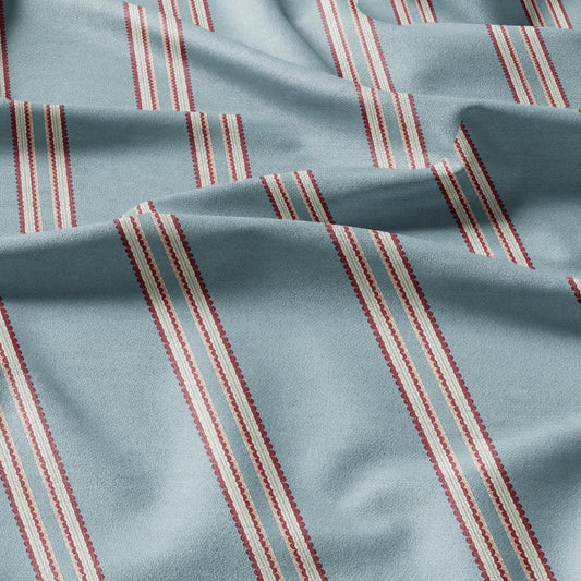 100% LINEN Fabric Scallop stripe print - block print linen heavy for upholstery home decor - medium for dress making 2837