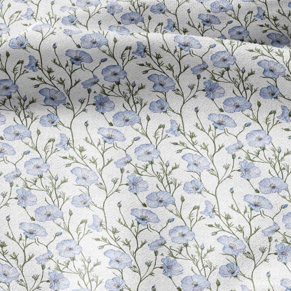 100% LINEN Fabric Linum flower print - Lithuanian floral linen heavy for upholstery home decor - medium for dress making 2790
