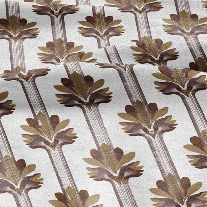 100% LINEN Fabric Stripe floral brown print  - floral upholstery home textile artisan fabric brown white 3136