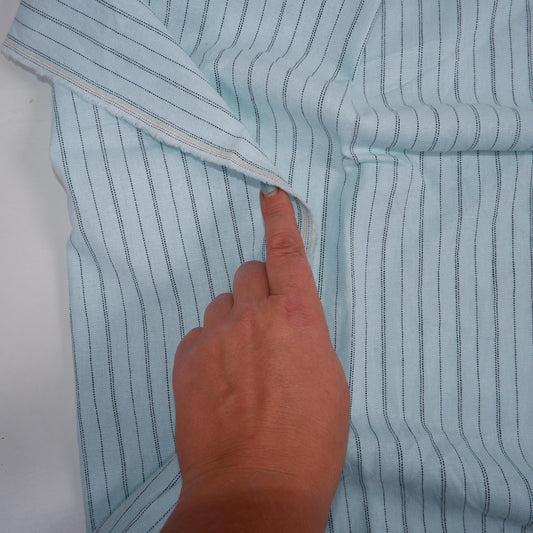 100% linen fabric with stripes in pale greenm  Medium weight 180gsm striped linen fabric - perfect for clothing, curtains or home textile.