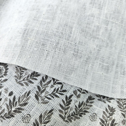 100% LINEN Fabric block print grey white - heavy linen fabric for upholstery home decor or medium for clothing 368W