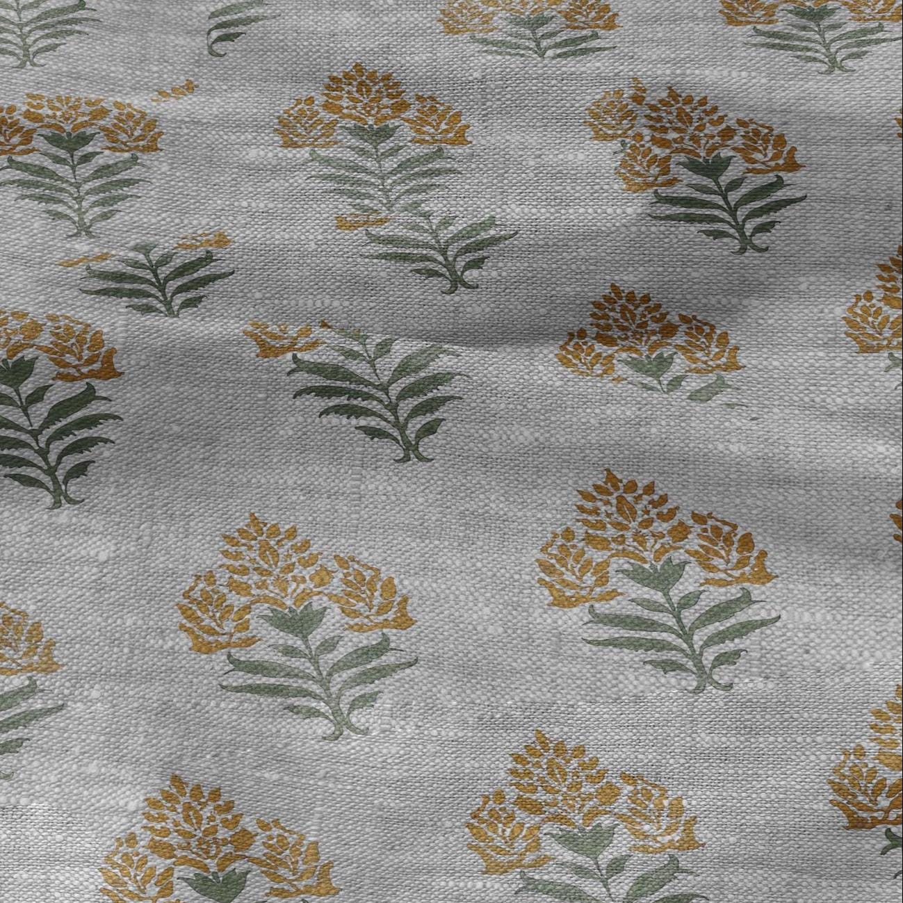 100% LINEN Fabric Block print Parijat flower - oatmeal linen fabric with floral print - heavy for home decor clothing 2753