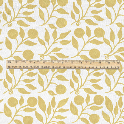 100% LINEN Fabric William Morris Rosehip yellow print - British linen floral upholstery home textile Victorian fabrics 3274