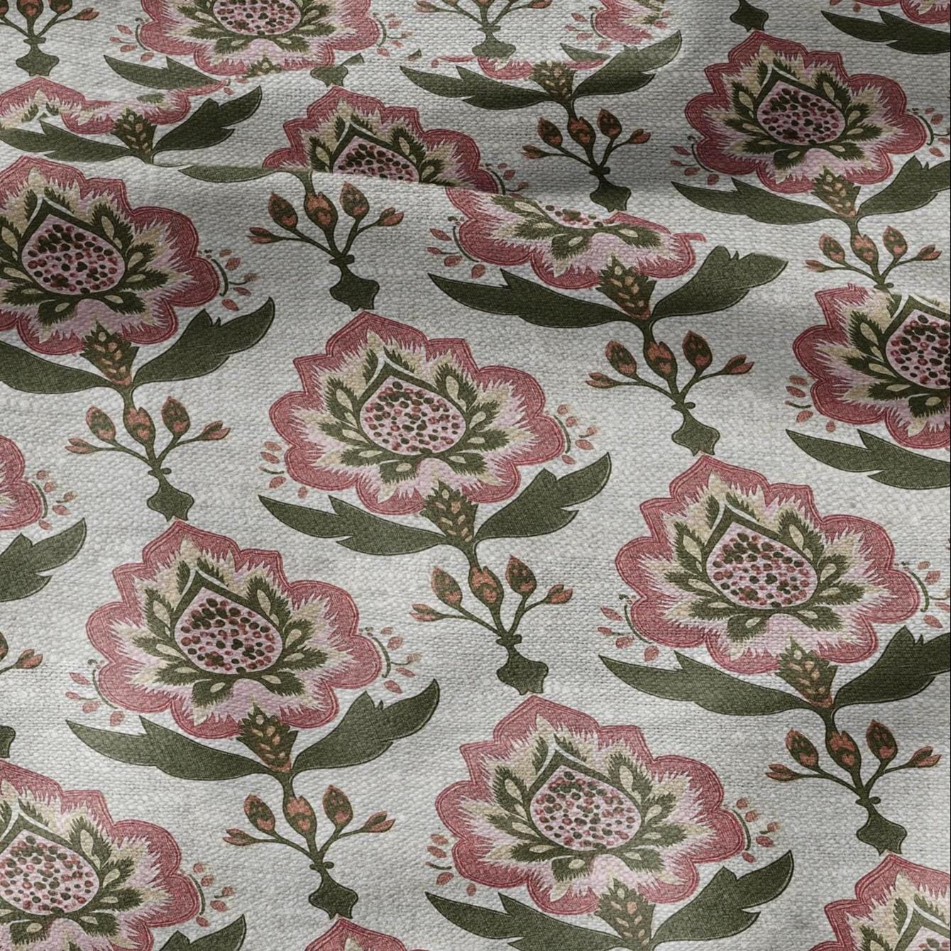 100% LINEN Fabric Paisley print - colorful indian block print on linen print upholstery curtains dress making