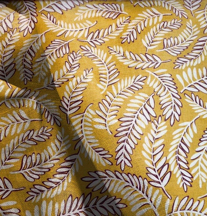 Premium Laundered Linen with blue print | 100% LINEN | Midweight linen fabric with blue floral print for dresses clothing home textile