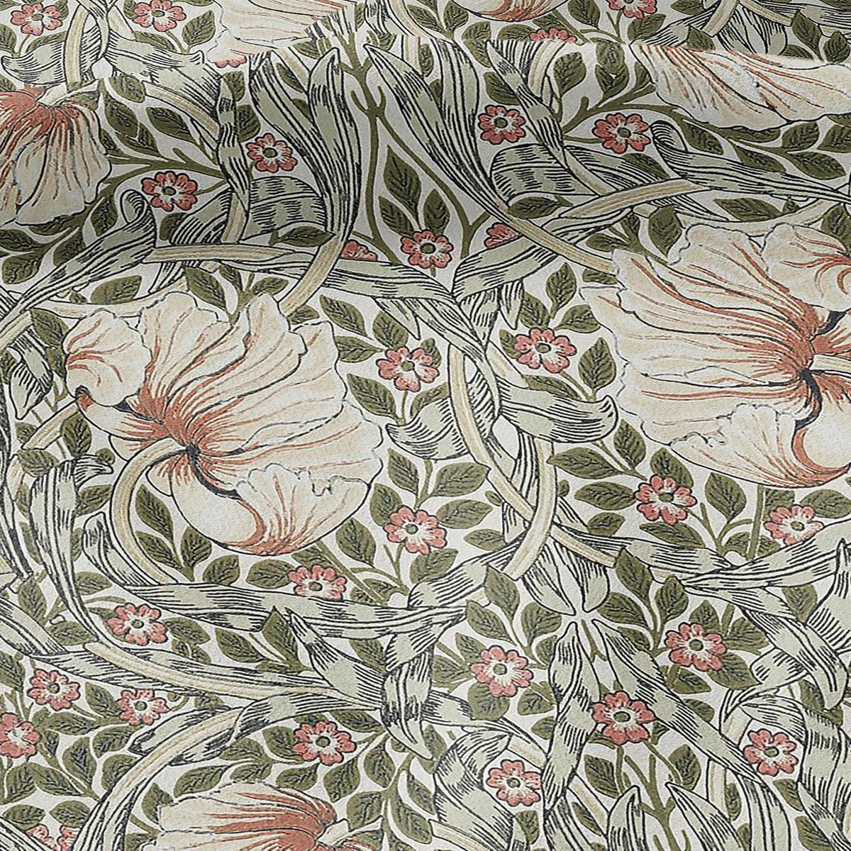 100% LINEN fabric - William Morris Pimpernel rose - British Victorian Art Craft flax - sewing upholstery home decor or clothing 3836