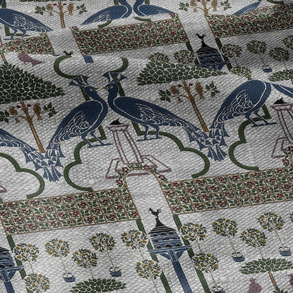100% linen fabric - The Squire's Garden by Voysey - Victorian Art crafts - Historical pattern home decor dress making 3621