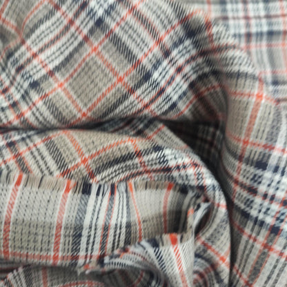Premium Linen Gingham Fabric in brown black white |  multicolor check T124
